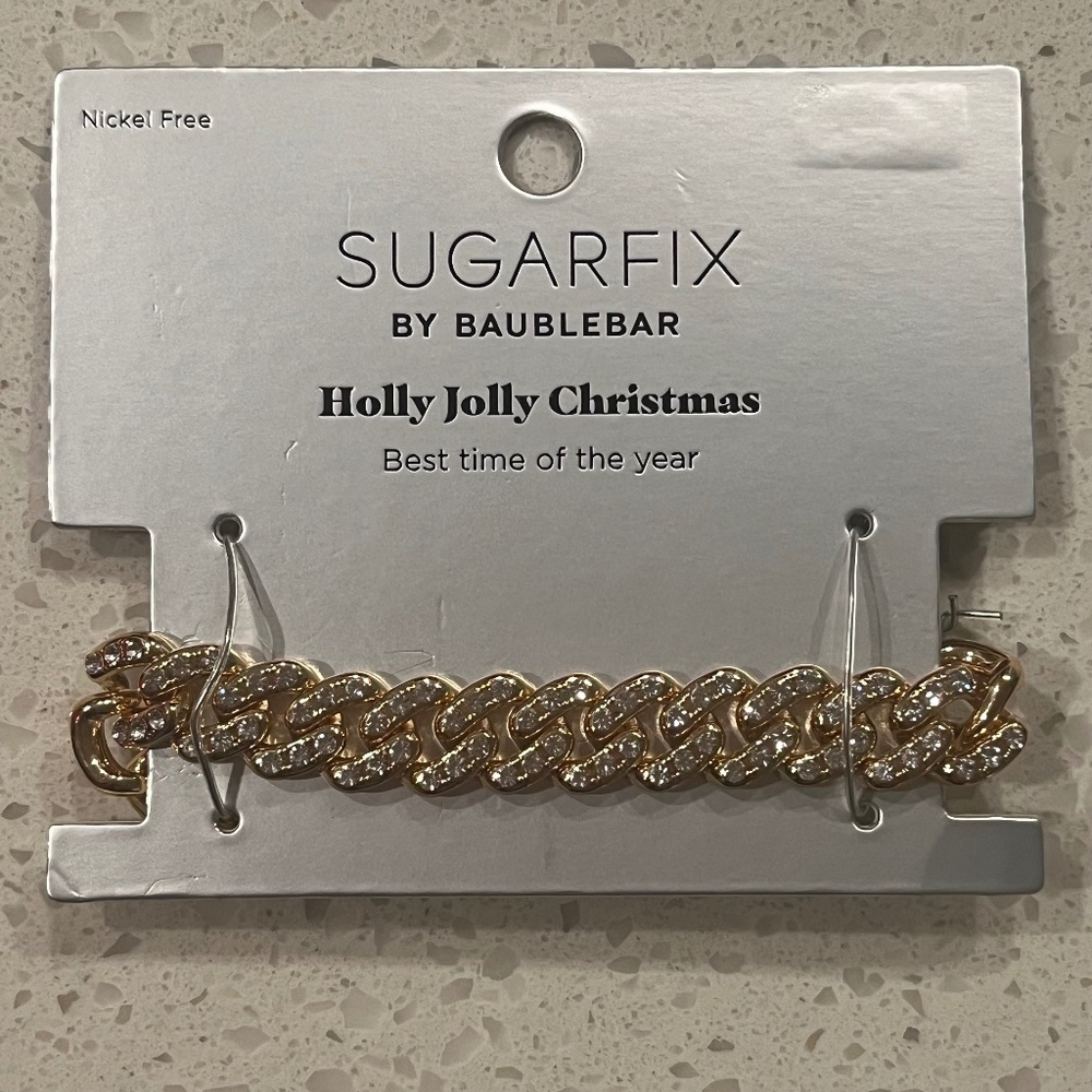 Sugarfix by BaubleBar Gold Pavé Chunky Curb Chain Bracelet